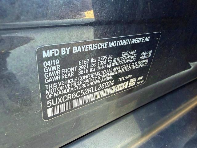 Photo 10 from auction – 2019 BMW X5 with VIN 5UXCR6C52KLL26024