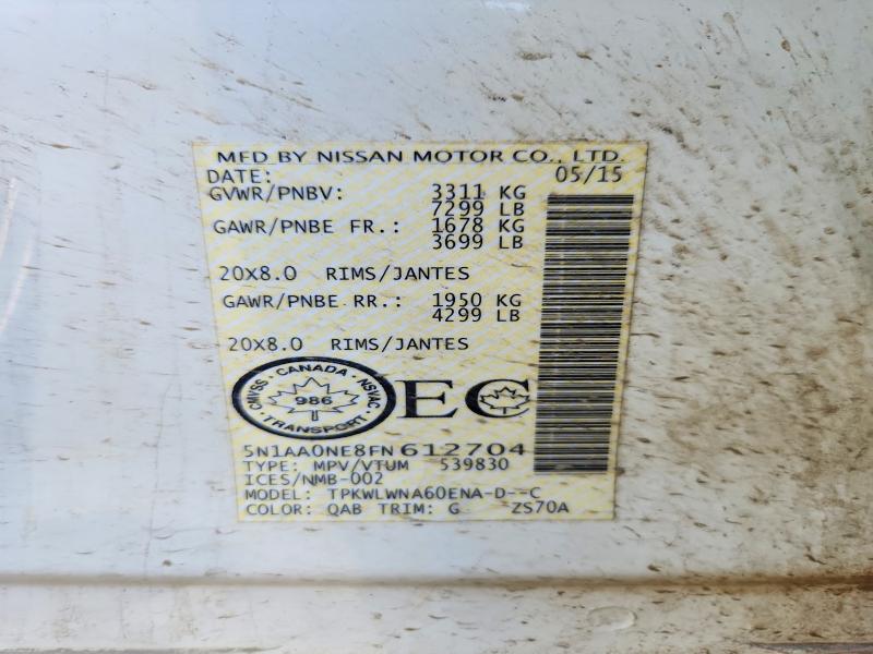 Photo 14 from auction – 2015 NISSAN ARMADA with VIN 5N1AA0NE8FN612704
