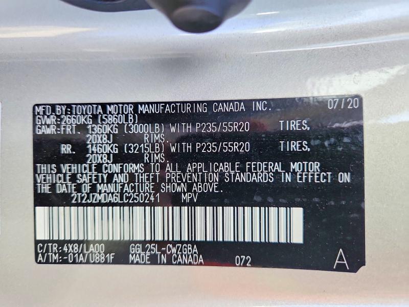 Photo 14 from auction – 2020 LEXUS RX with VIN 2T2JZMDA6LC250241