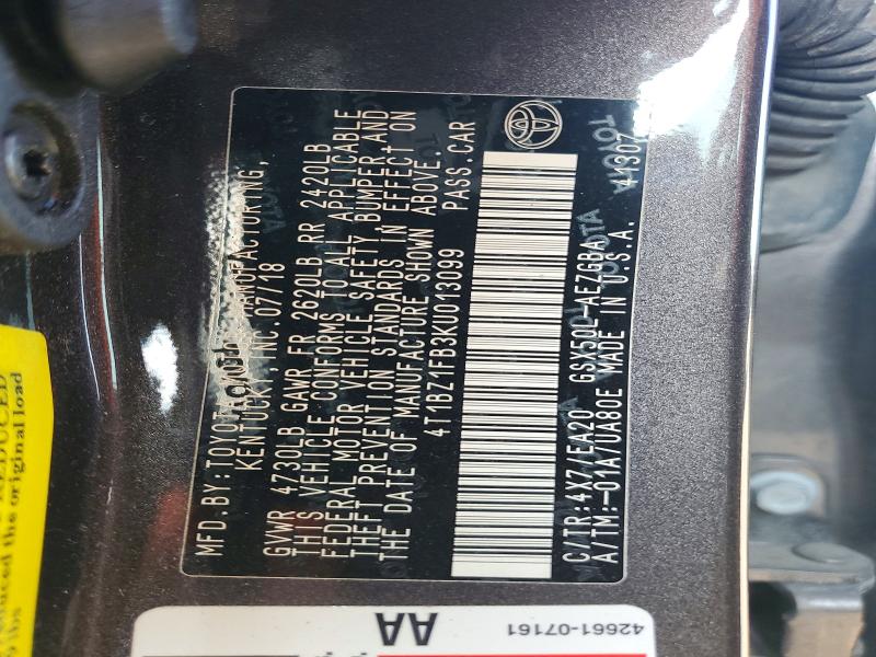 Photo 14 from auction – 2019 TOYOTA AVALON with VIN 4T1BZ1FB3KU013099