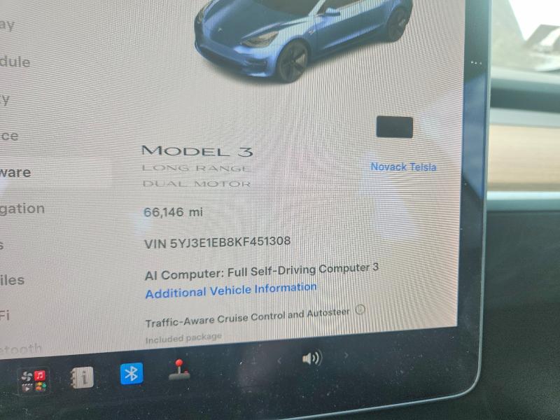 Zdjęcie 9 z aukcji – 2019 TESLA MODEL 3 z VIN 5YJ3E1EB8KF451308