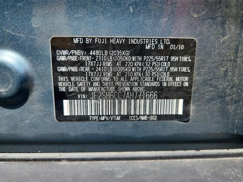 Photo 14 from auction – 2010 SUBARU FORESTER with VIN JF2SH6CC7AH771666