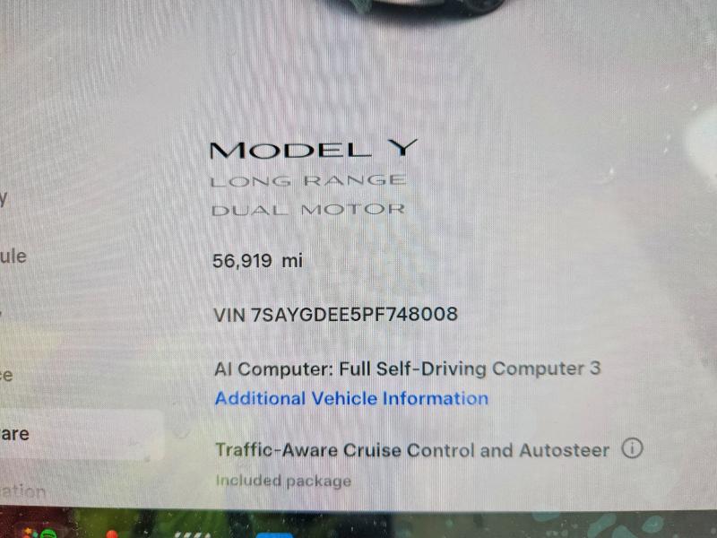 Photo 9 from auction – 2023 TESLA MODEL Y with VIN 7SAYGDEE5PF748008