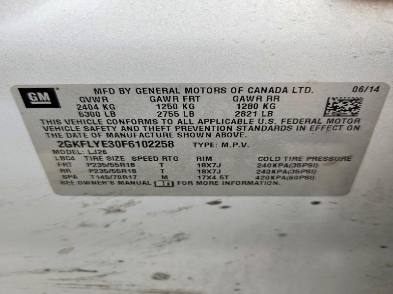 Photo 14 from auction – 2015 GMC TERRAIN with VIN 2GKFLYE30F6102258
