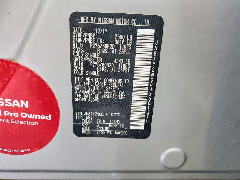 Photo 14 from auction – 2018 NISSAN ARMADA with VIN JN8AY2NC0JX501270