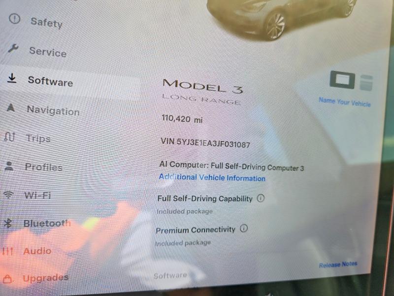 Photo 9 from auction – 2018 TESLA MODEL 3 with VIN 5YJ3E1EA3JF031087