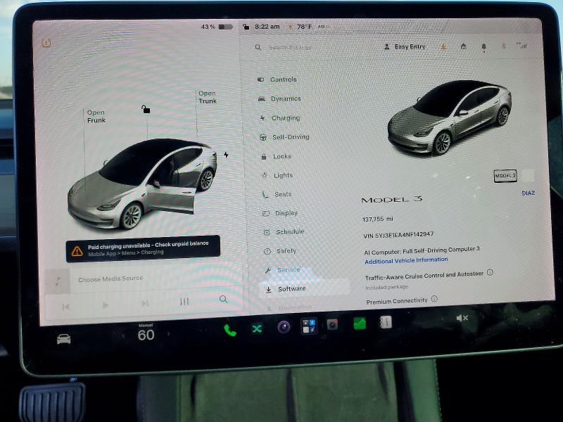 Zdjęcie 9 z aukcji – 2022 TESLA MODEL 3 z VIN 5YJ3E1EA4NF142947