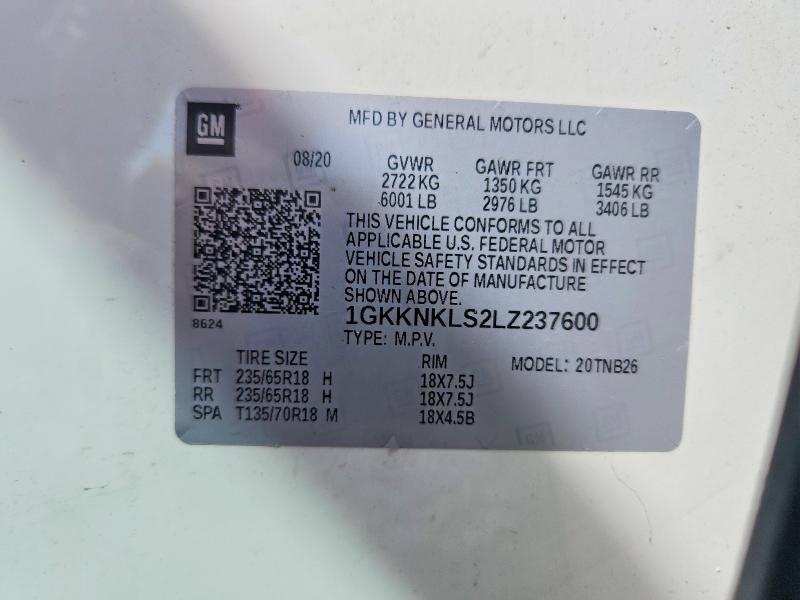 Photo 14 from auction – 2020 GMC ACADIA with VIN 1GKKNKLS2LZ237600