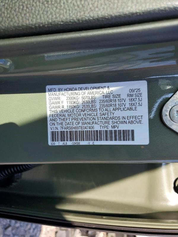 Photo 14 from auction – 2026 HONDA CR-V with VIN 7FARS6H69TE047406