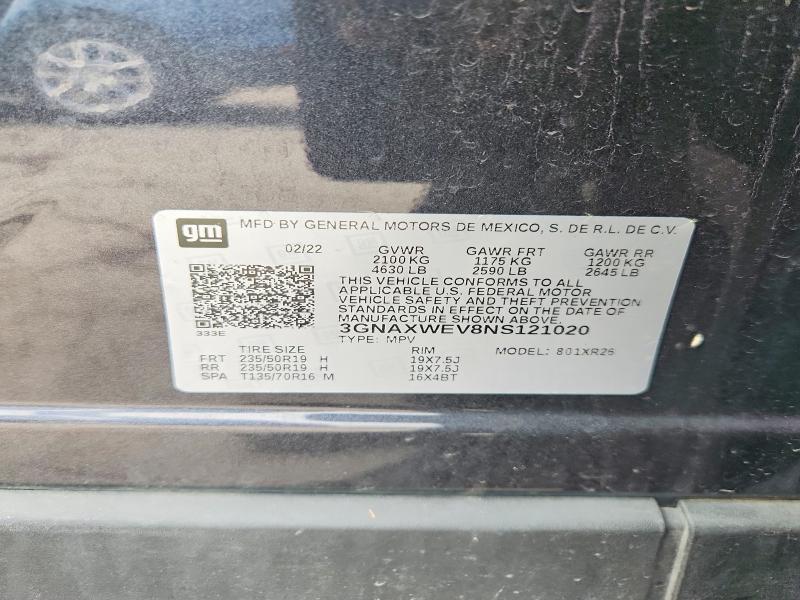 Photo 14 from auction – 2022 CHEVROLET EQUINOX with VIN 3GNAXWEV8NS121020