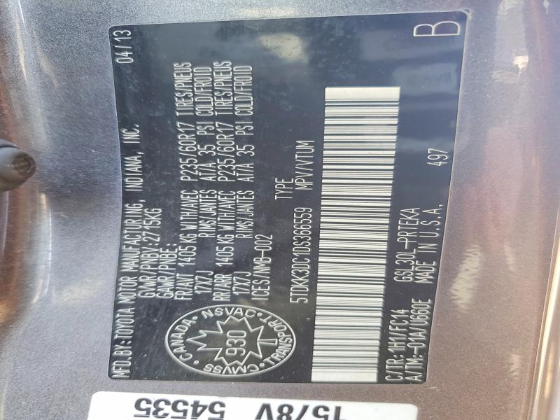 Photo 14 from auction – 2013 TOYOTA SIENNA with VIN 5TDKK3DC1DS366559