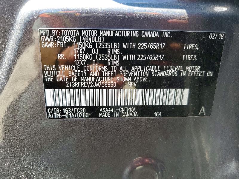 Photo 14 from auction – 2018 TOYOTA RAV4 with VIN 2T3RFREV2JW756960