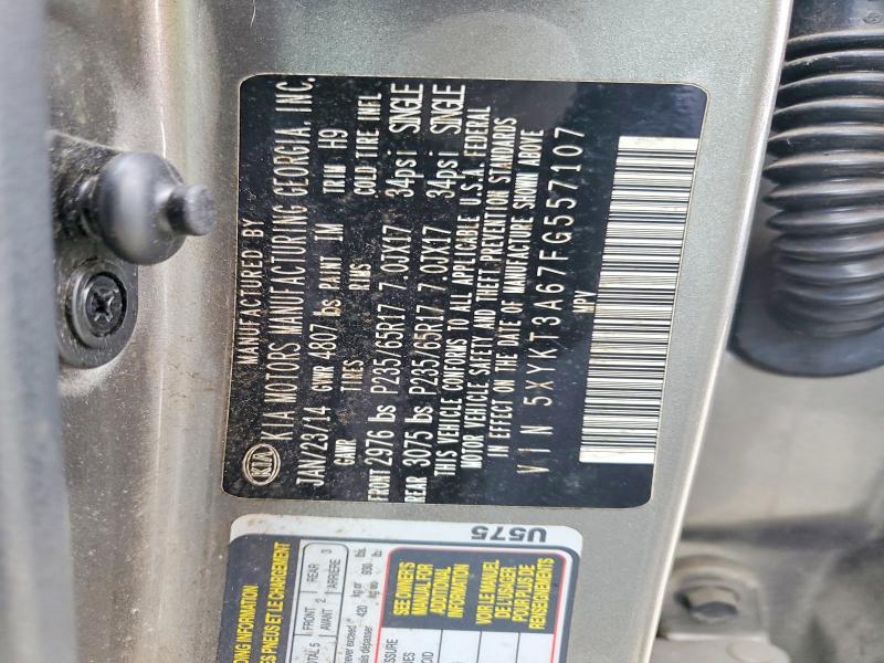 Photo 14 from auction – 2015 KIA SORENTO with VIN 5XYKT3A67FG557107
