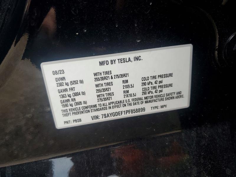 Photo 14 from auction – 2023 TESLA MODEL Y with VIN 7SAYGDEF1PF858899