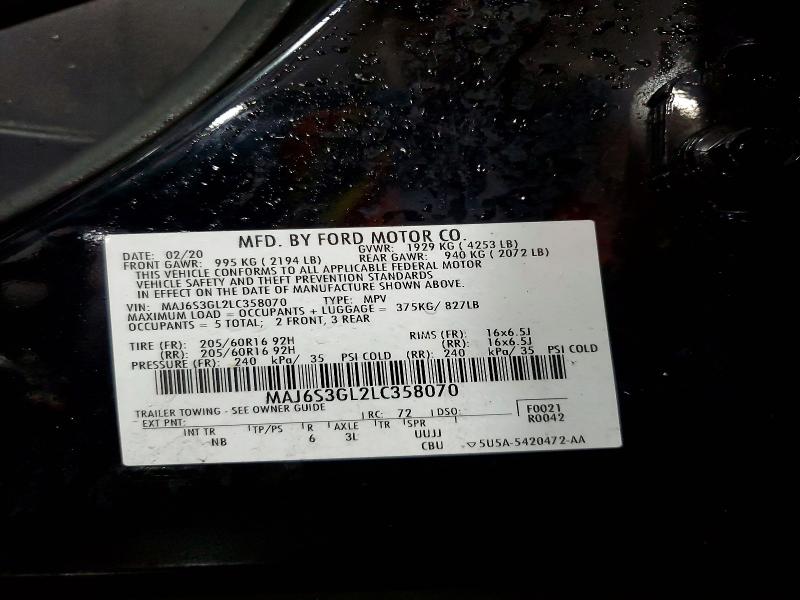 Photo 14 from auction – 2020 FORD ECOSPORT with VIN MAJ6S3GL2LC358070