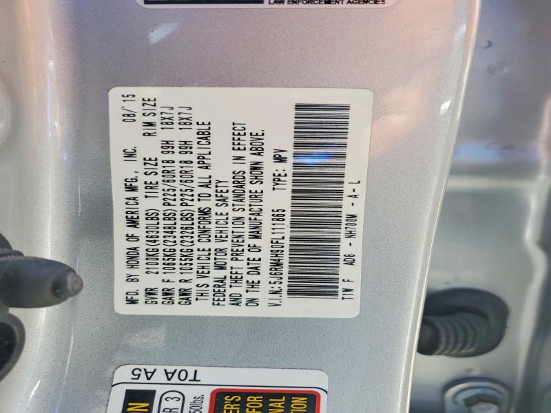 Photo 14 from auction – 2015 HONDA CR-V with VIN 5J6RM4H90FL111865