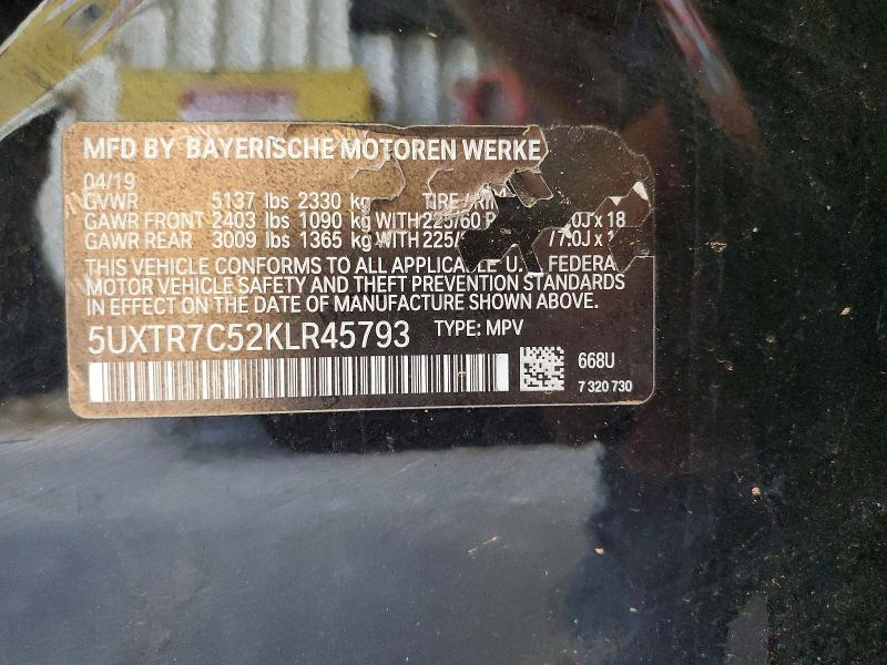 Photo 14 from auction – 2019 BMW X3 with VIN 5UXTR7C52KLR45793