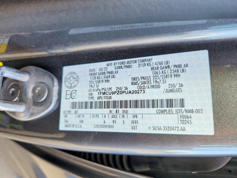 Photo 14 from auction – 2023 FORD ESCAPE with VIN 1FMCU9PZ0PUA20273
