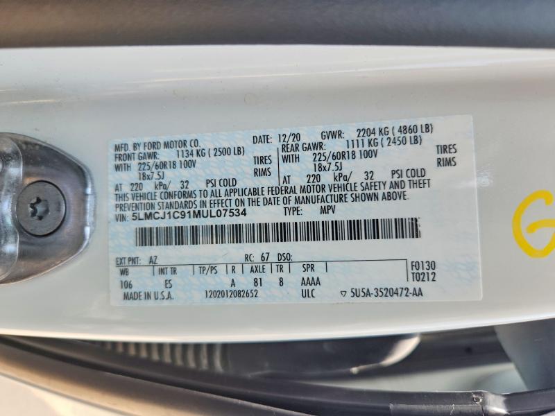 Photo 14 from auction – 2021 LINCOLN CORSAIR with VIN 5LMCJ1C91MUL07534