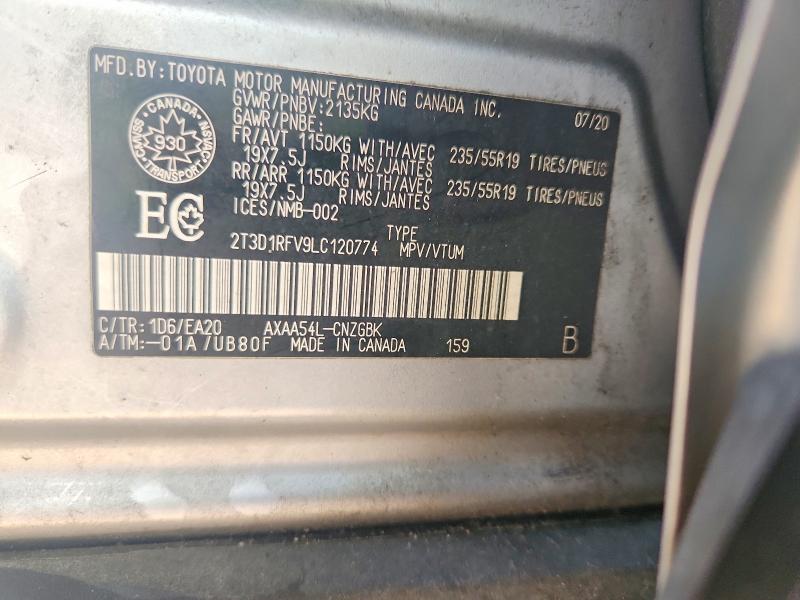 Photo 14 from auction – 2020 TOYOTA RAV4 with VIN 2T3D1RFV9LC120774