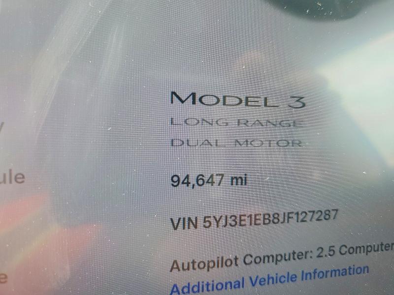 Photo 9 from auction – 2018 TESLA MODEL 3 with VIN 5YJ3E1EB8JF127287