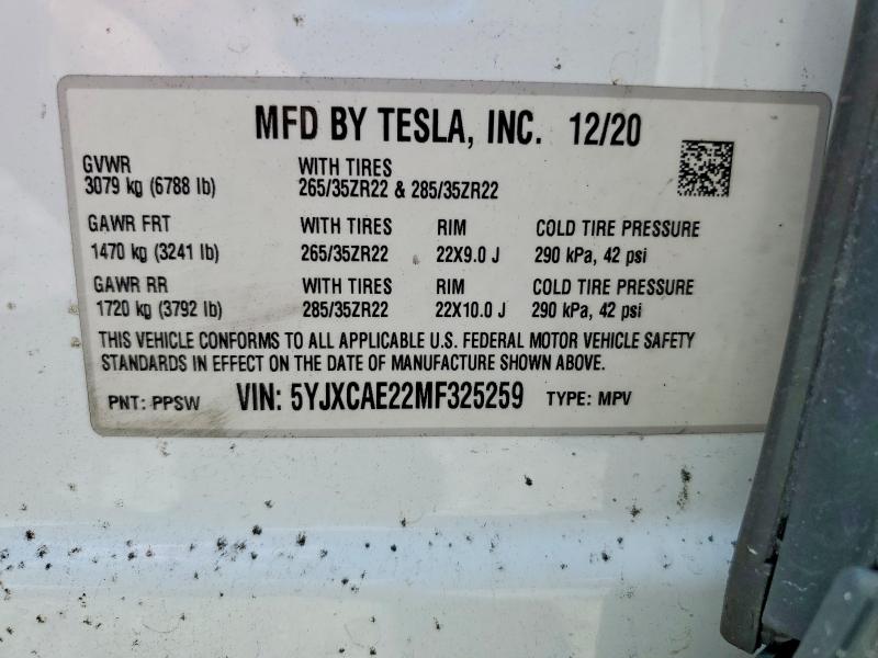 صورة رقم 14 من المزاد - 2021 TESLA MODEL X مع VIN 5YJXCAE22MF325259