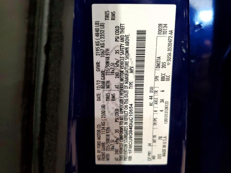 Photo 14 from auction – 2013 FORD ESCAPE with VIN 1FMCU9G94DUC10654