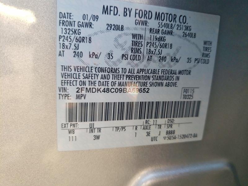 Photo 14 from auction – 2009 FORD EDGE with VIN 2FMDK48C09BA69652