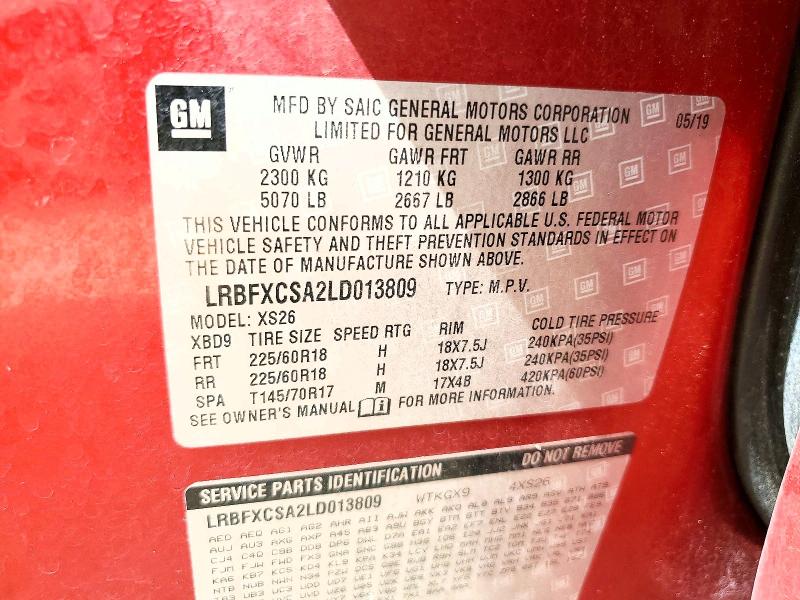 Photo 14 from auction – 2020 BUICK ENVISION with VIN LRBFXCSA2LD013809