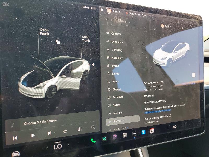 Photo 9 from auction – 2019 TESLA MODEL 3 with VIN 5YJ3E1EB2KF510613