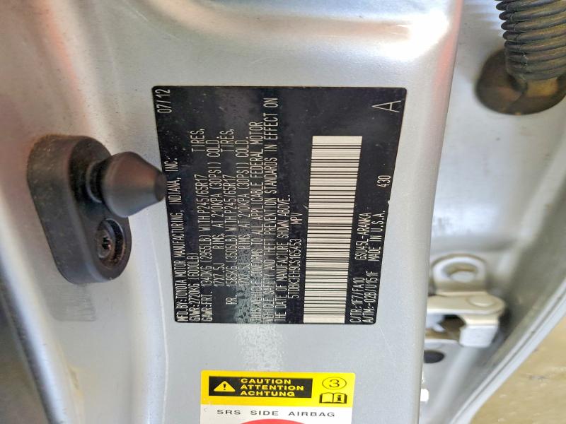 Photo 14 from auction – 2012 TOYOTA HIGHLANDER with VIN 5TDBK3EH9CS165453