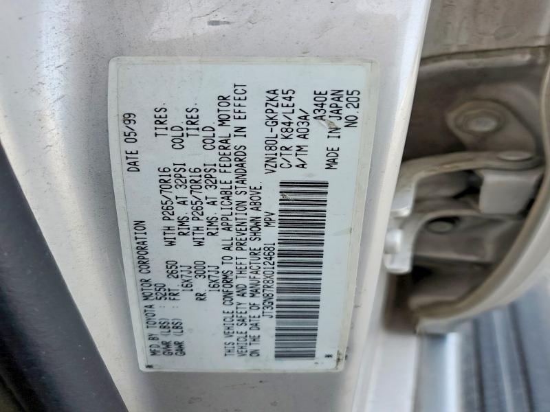 Photo 14 from auction – 1999 TOYOTA 4RUNNER with VIN JT3GN87R8X0124681