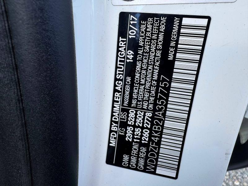 Photo 10 from auction – 2018 MERCEDES-BENZ E with VIN WDDZF4KB2JA357757