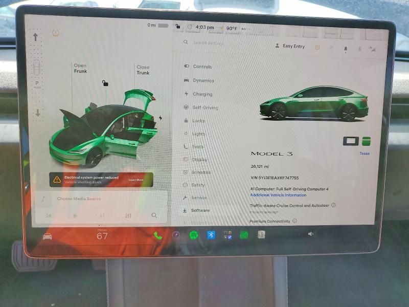 Photo 9 from auction – 2024 TESLA MODEL 3 with VIN 5YJ3E1EAXRF747755