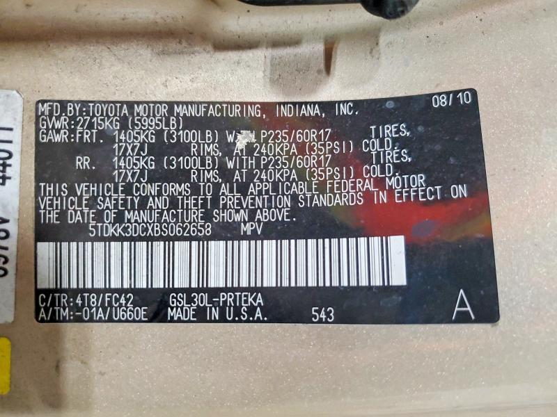 Photo 14 from auction – 2011 TOYOTA SIENNA with VIN 5TDKK3DCXBS062658