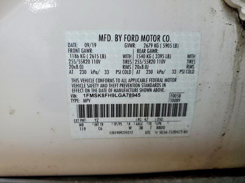 Photo 14 from auction – 2020 FORD EXPLORER with VIN 1FMSK8FH9LGA78945
