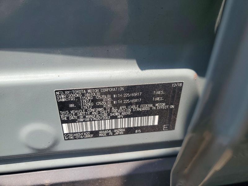 Photo 14 from auction – 2019 TOYOTA RAV4 with VIN JTMP1RFV7KD012063