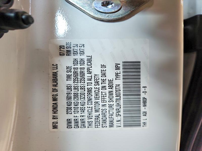 Photo 14 from auction – 2020 HONDA ODYSSEY with VIN 5FNRL6H78LB070774