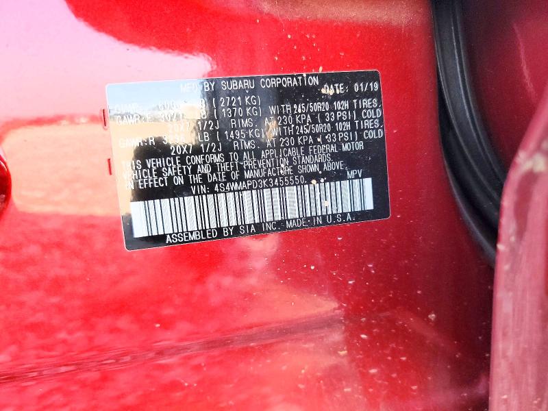 Photo 14 from auction – 2019 SUBARU ASCENT with VIN 4S4WMAPD3K3455550