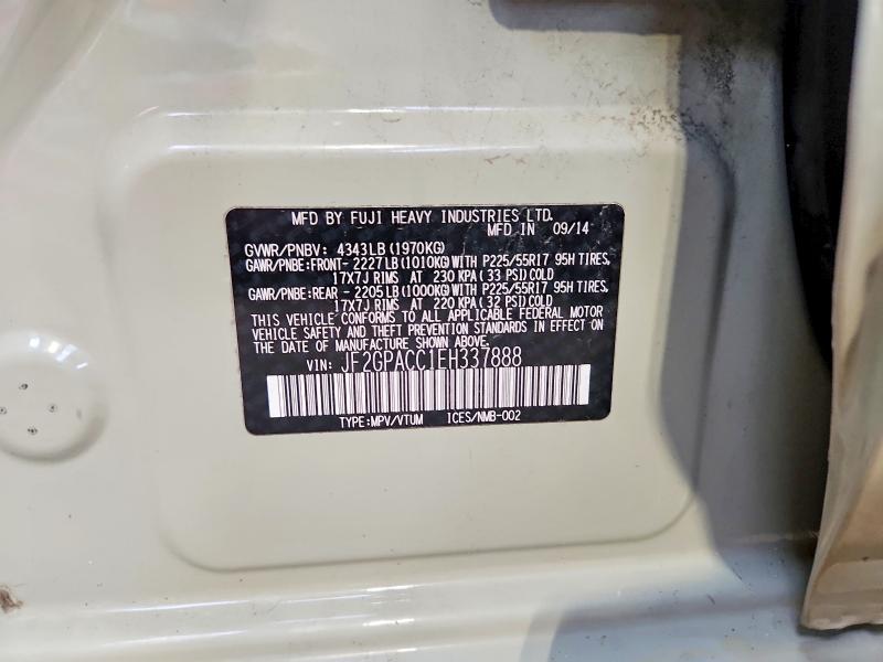 Photo 14 from auction – 2014 SUBARU XV CROSSTREK with VIN JF2GPACC1EH337888