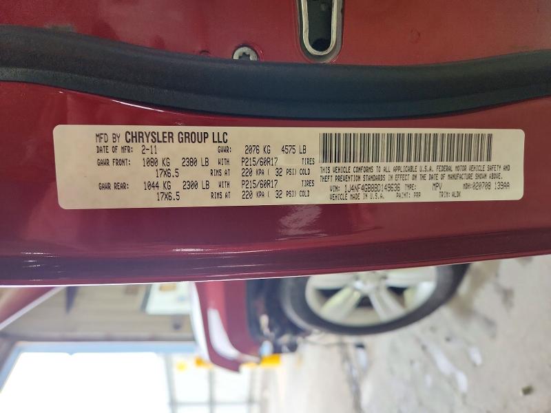 Photo 14 from auction – 2011 JEEP PATRIOT with VIN 1J4NF4GB8BD149636