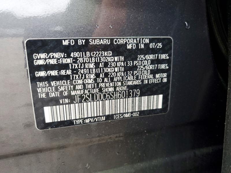 Photo 14 from auction – 2025 SUBARU FORESTER with VIN JF2SLDDC6SH601379