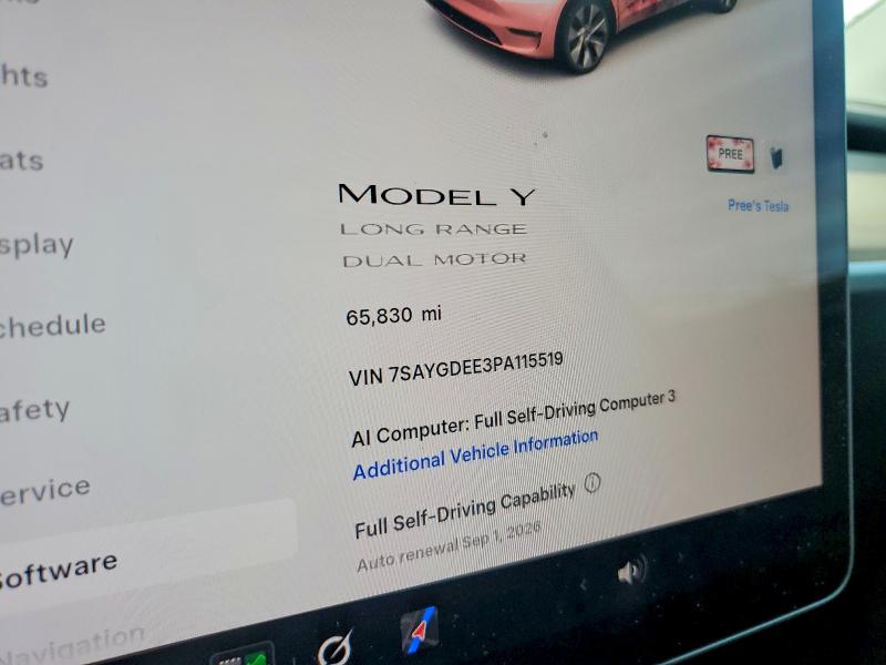 Photo 9 from auction – 2023 TESLA MODEL Y with VIN 7SAYGDEE3PA115519