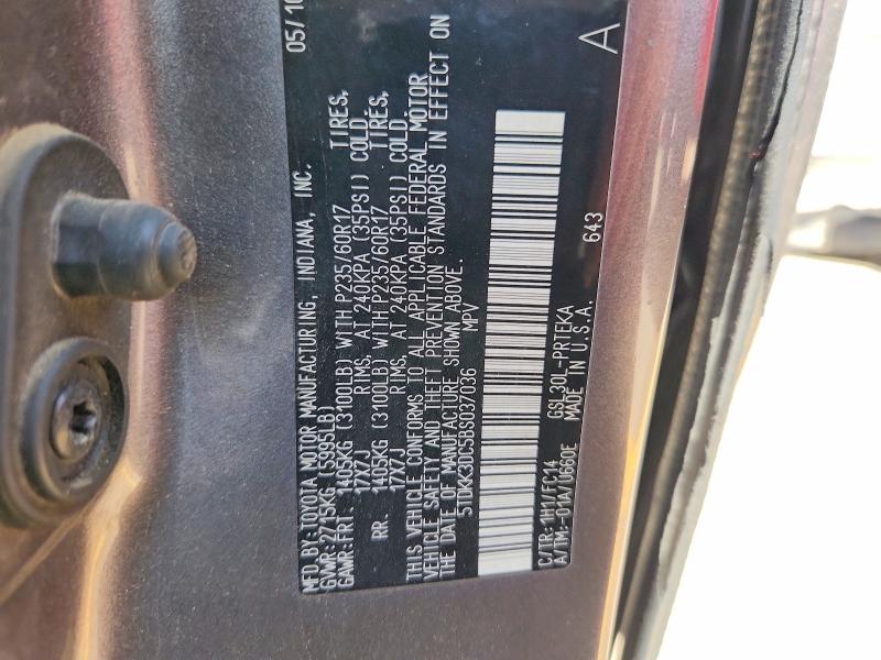 Photo 14 from auction – 2011 TOYOTA SIENNA with VIN 5TDKK3DC5BS037036