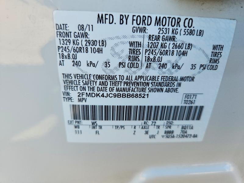Photo 14 from auction – 2011 FORD EDGE with VIN 2FMDK4JC9BBB68521