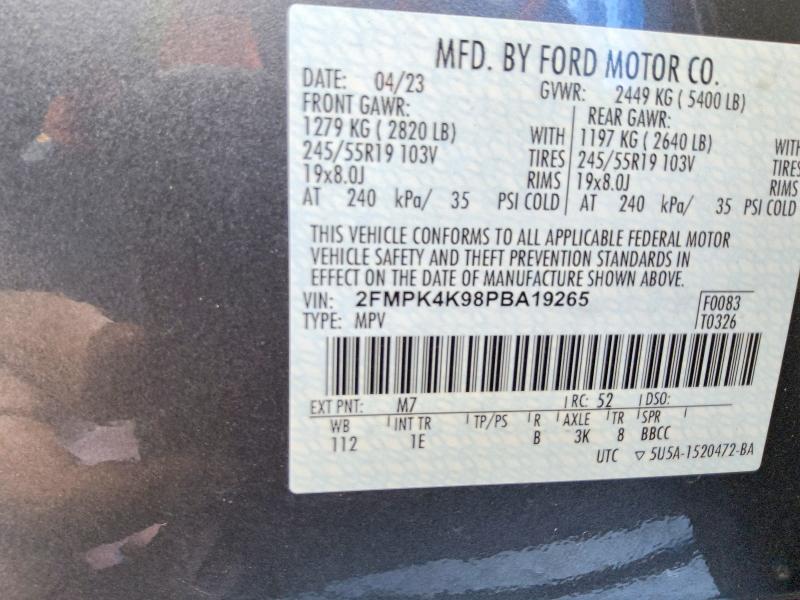 Photo 14 from auction – 2023 FORD EDGE with VIN 2FMPK4K98PBA19265