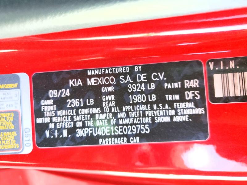 Photo 14 from auction – 2025 KIA K4 with VIN 3KPFU4DE1SE029755