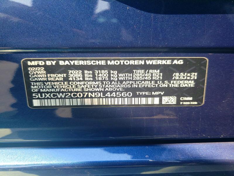 Photo 14 from auction – 2022 BMW X7 with VIN 5UXCW2C07N9L44560