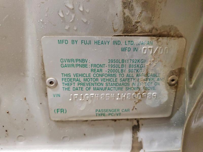 Фото 14 с аукциона – 2001 SUBARU IMPREZA с VIN JF1GF48541H800989