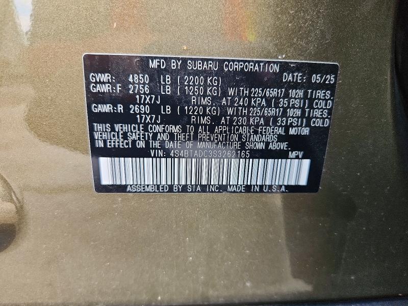 Zdjęcie 14 z aukcji – 2025 SUBARU OUTBACK z VIN 4S4BTADC3S3262165